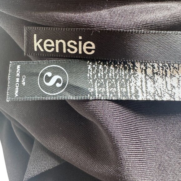 Kensie Abstract Print Halter Neck Asymmetrical Mini Dress Blue Black S Belted - Picture 5 of 8